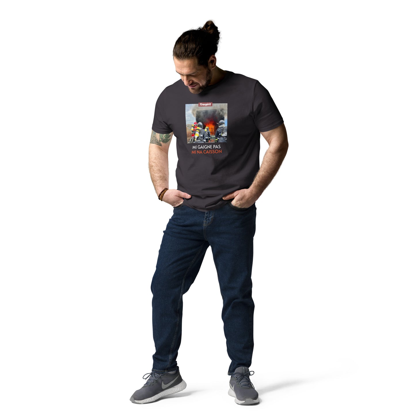 T-shirt en coton biologique "Je peux pas, j'ai caisson" MI GAIGNE PAS MI NA CAISSON"