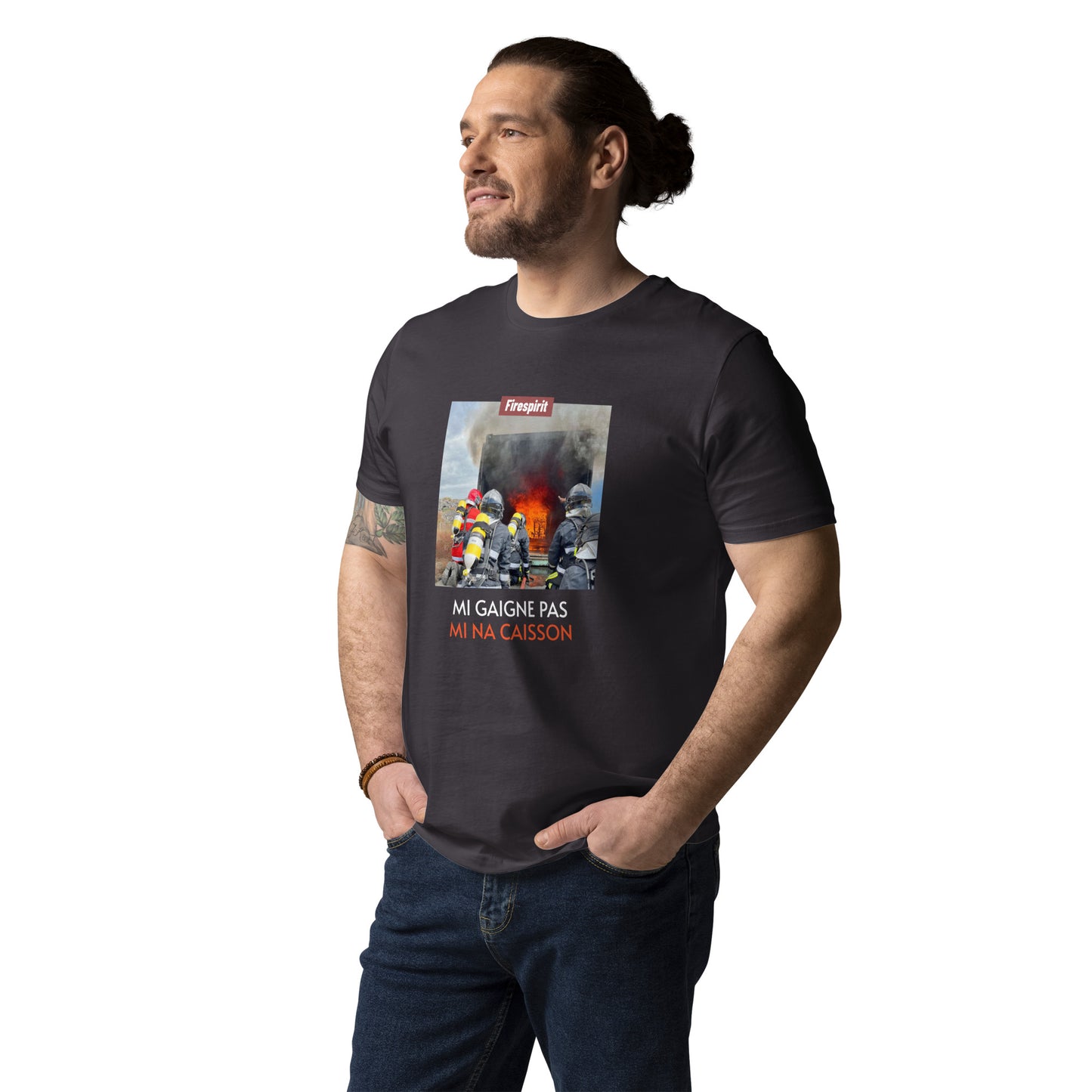 T-shirt en coton biologique "Je peux pas, j'ai caisson" MI GAIGNE PAS MI NA CAISSON"