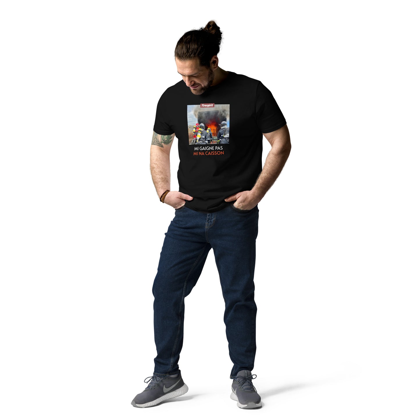 T-shirt en coton biologique "Je peux pas, j'ai caisson" MI GAIGNE PAS MI NA CAISSON"