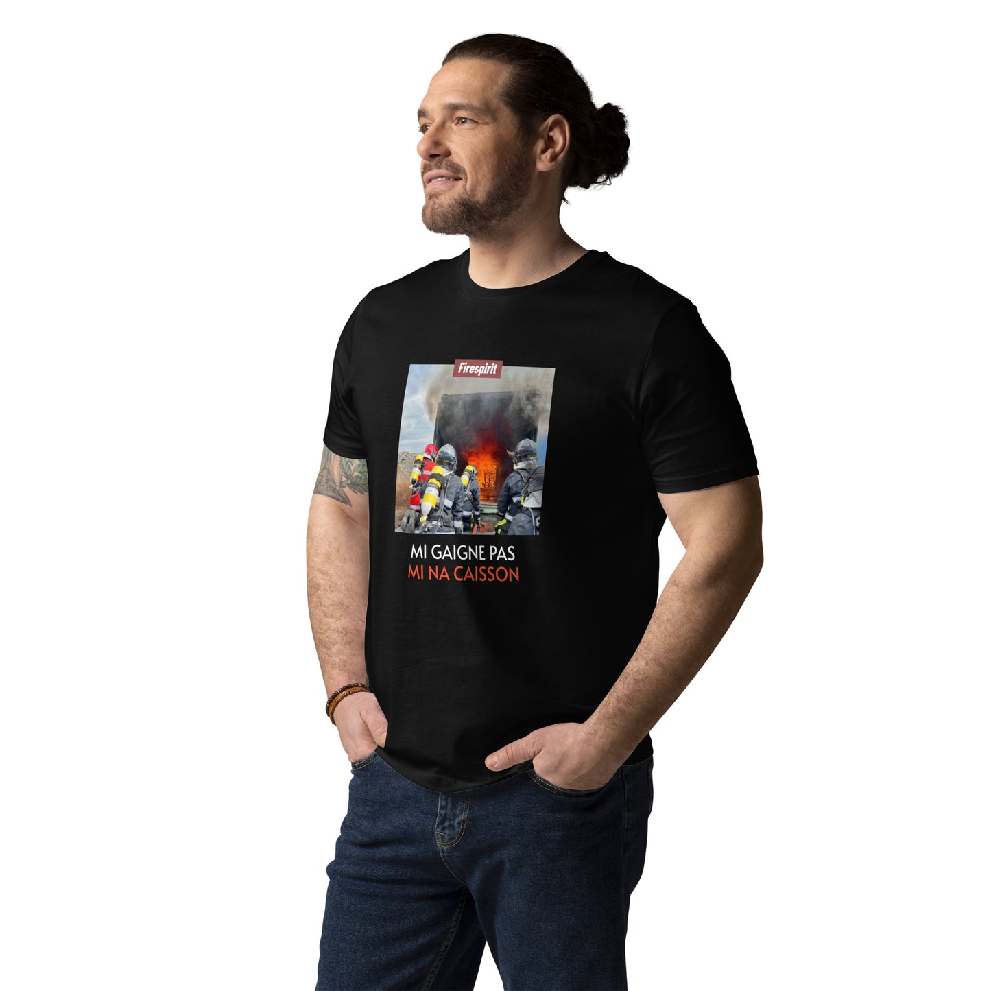 T-shirt en coton biologique "Je peux pas, j'ai caisson" MI GAIGNE PAS MI NA CAISSON"