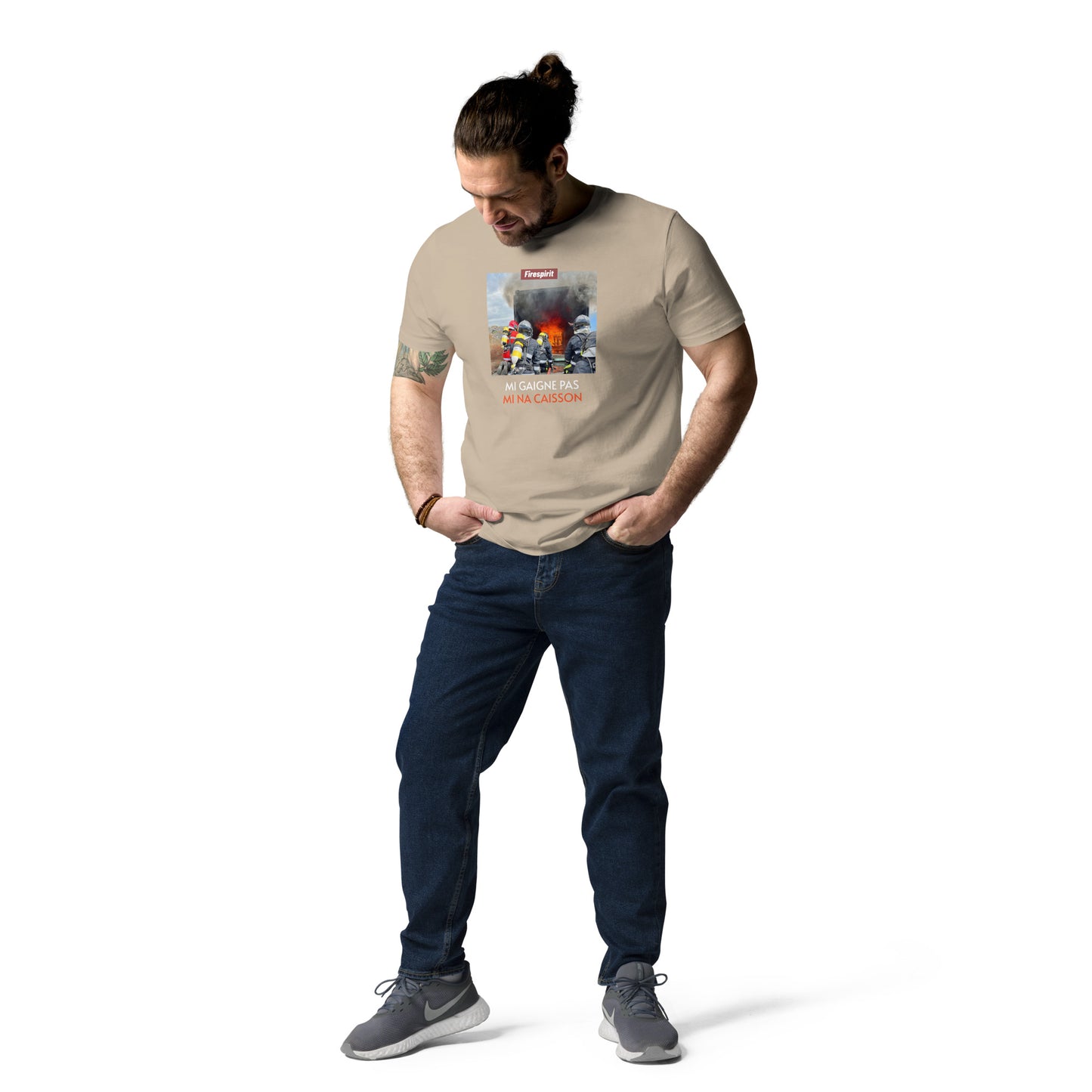 T-shirt en coton biologique "Je peux pas, j'ai caisson" MI GAIGNE PAS MI NA CAISSON"