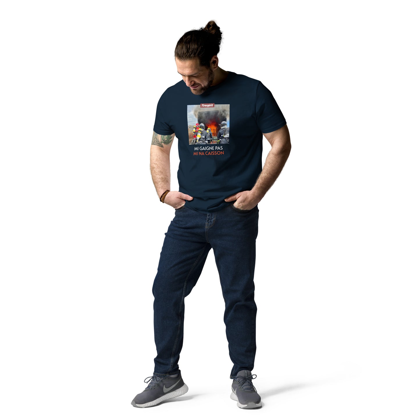 T-shirt en coton biologique "Je peux pas, j'ai caisson" MI GAIGNE PAS MI NA CAISSON"