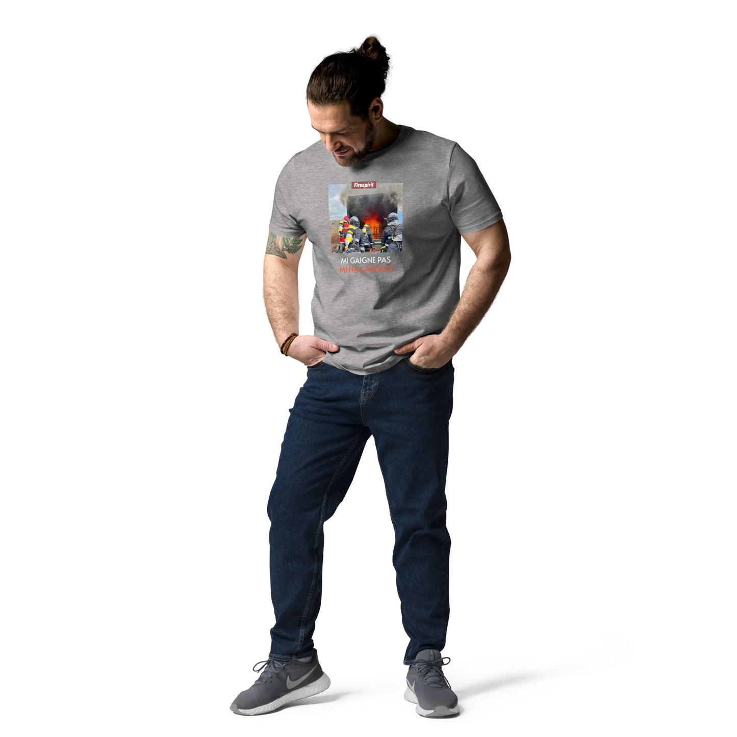 T-shirt en coton biologique "Je peux pas, j'ai caisson" MI GAIGNE PAS MI NA CAISSON"
