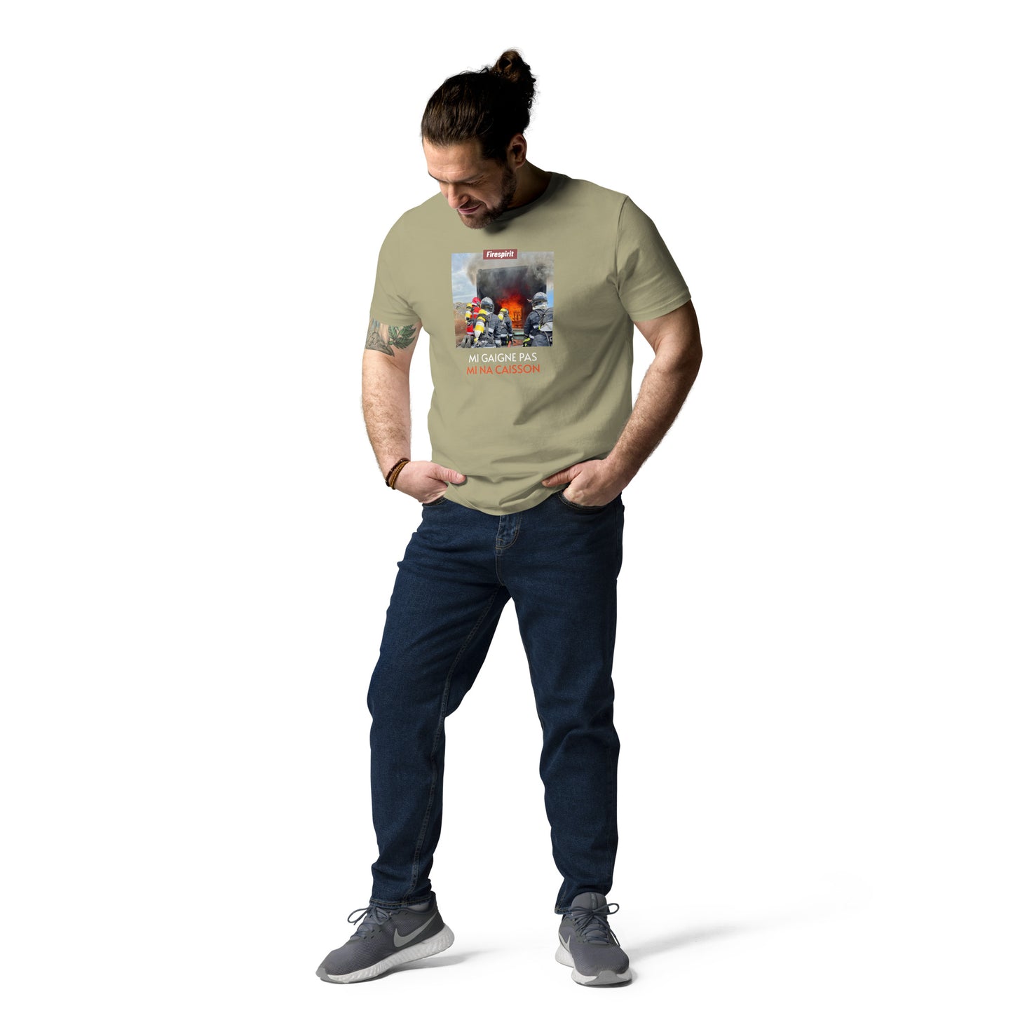 T-shirt en coton biologique "Je peux pas, j'ai caisson" MI GAIGNE PAS MI NA CAISSON"