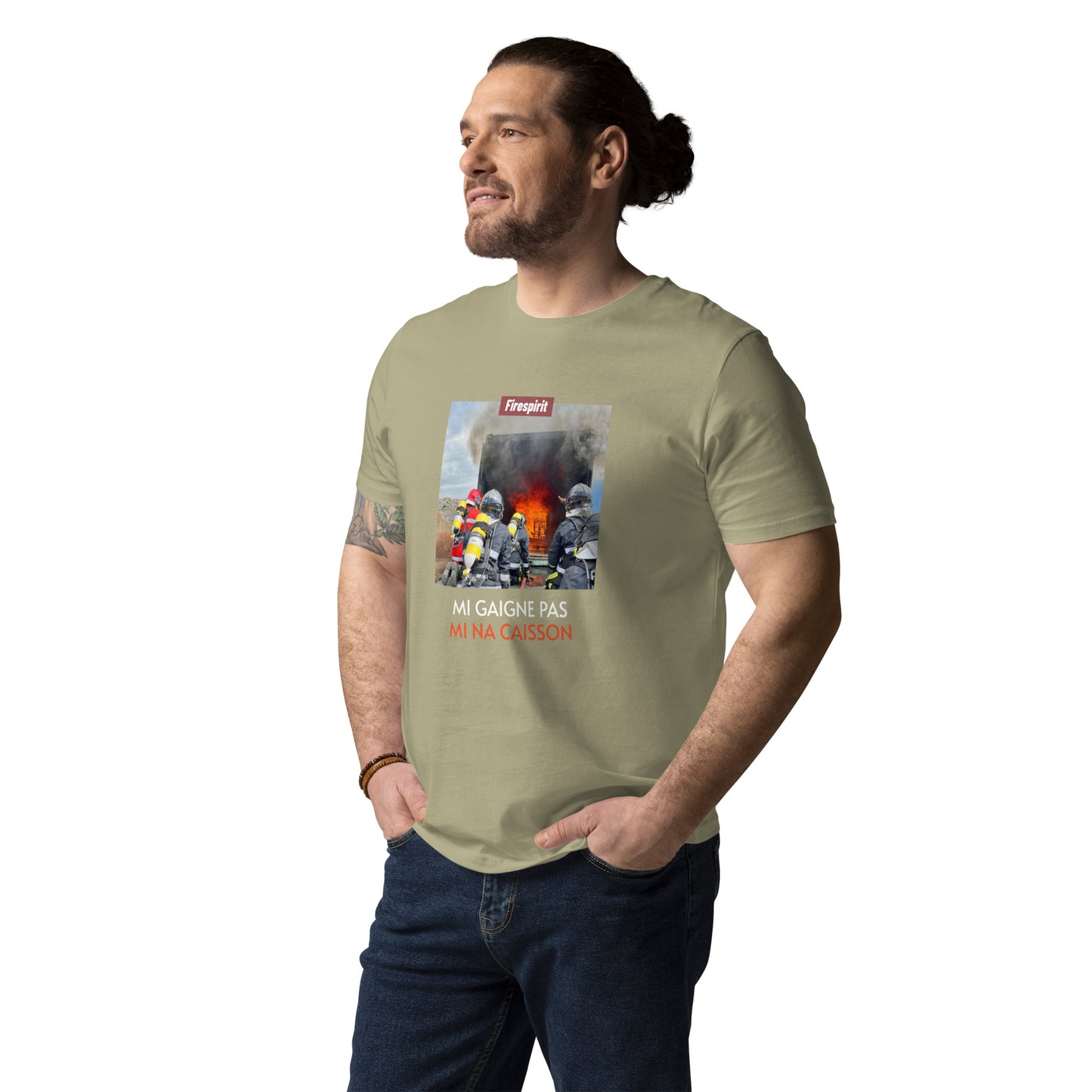 T-shirt en coton biologique "Je peux pas, j'ai caisson" MI GAIGNE PAS MI NA CAISSON"