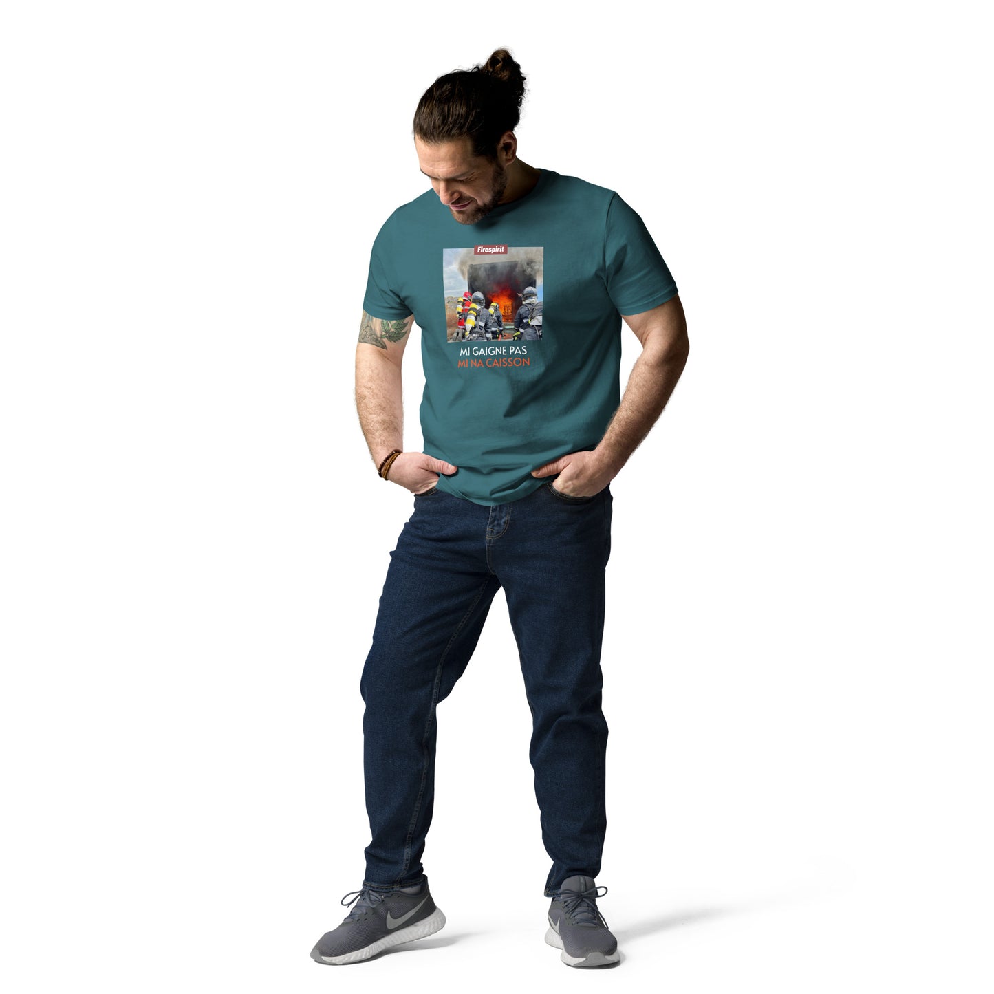 T-shirt en coton biologique "Je peux pas, j'ai caisson" MI GAIGNE PAS MI NA CAISSON"