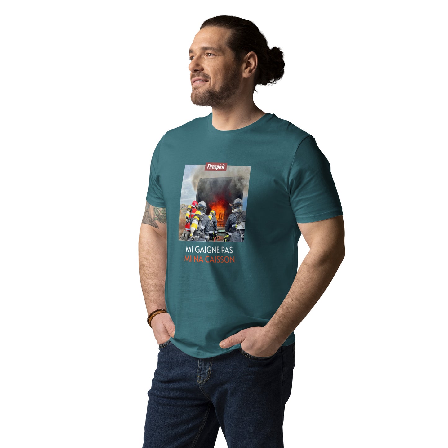 T-shirt en coton biologique "Je peux pas, j'ai caisson" MI GAIGNE PAS MI NA CAISSON"