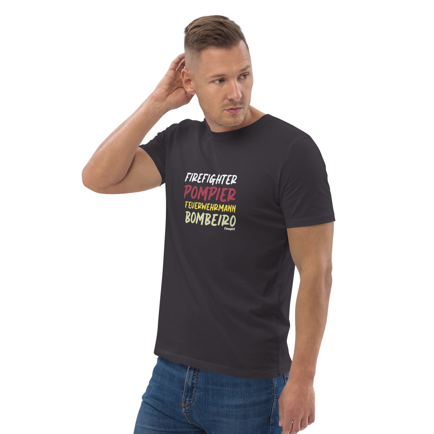 T-shirt unisexe en coton biologique Pompier, Bombeiros, Firefighter, Feuerwehrmann