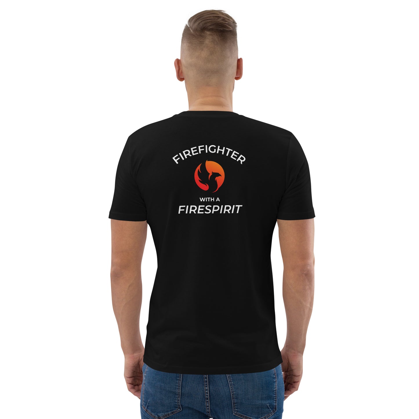 T-shirt en coton biologique "Firefighter with a Firespirit" Noir