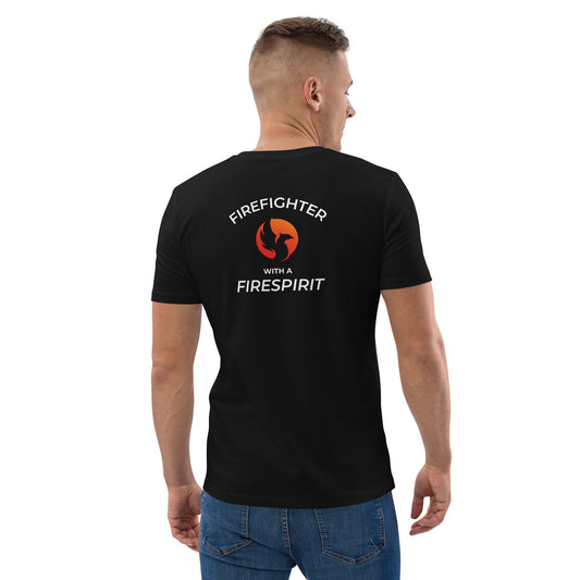 T-shirt en coton biologique "Firefighter with a Firespirit" Noir