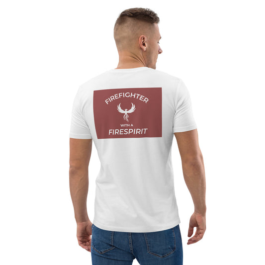 T-shirt en coton biologique blanc "Firefighter with a Firespirit"